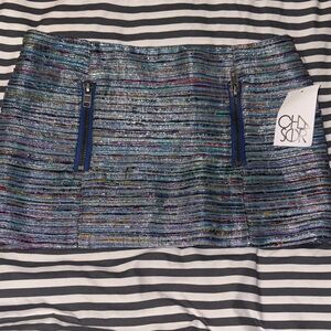 NEW! Chaser Multicolor Zip Up Mini Skirt